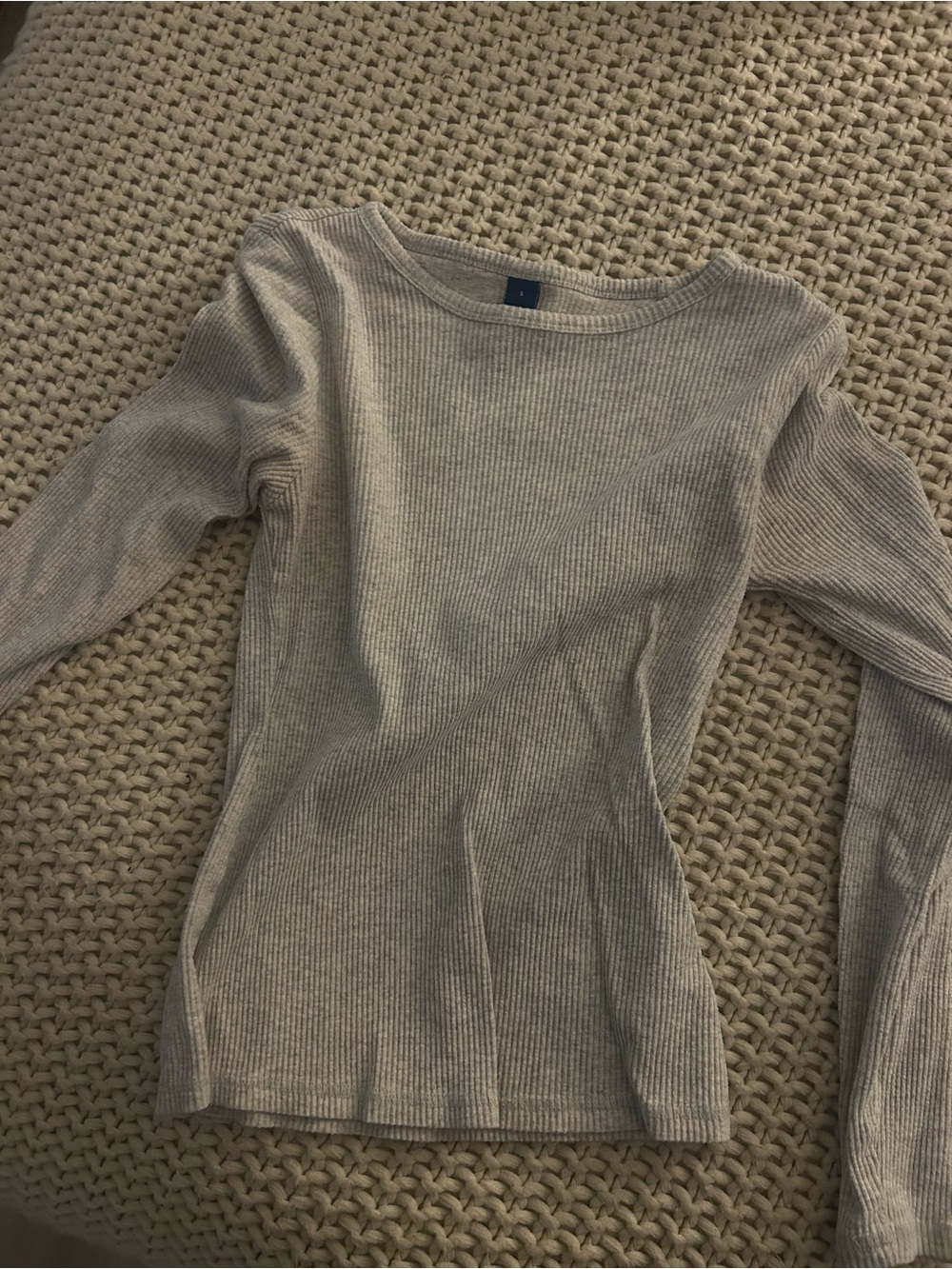 Old Navy Ribbed Long-Sleeve Fitted Top – Heather Gray – Size Small